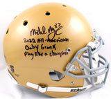 Michael Mayer Signed F/S Notre Dame Schutt Authentic Helmet w/3 Insc.-Beckett W