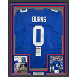 Framed Autographed/Signed Brian Burns 35x39 New York Blue Jersey JSA COA