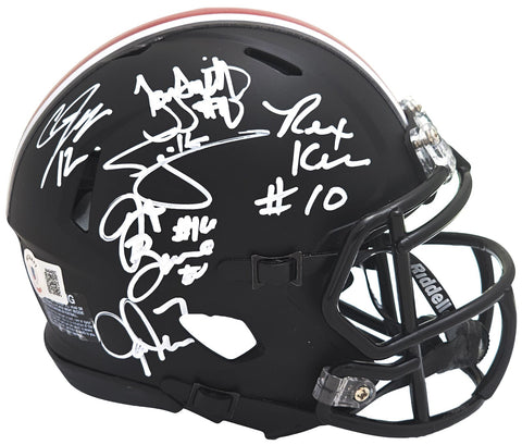 OHIO STATE QB LEGENDS AUTOGRAPHED MINI HELMET 6 SIGS INCL TROY SMITH BECKETT