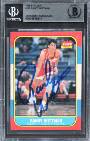 Hawks Randy Wittman Authentic Signed 1986 Fleer #127 Card BAS Slabbed