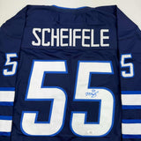 Autographed/Signed Mark Scheifele Winnipeg Blue Hockey Jersey JSA COA