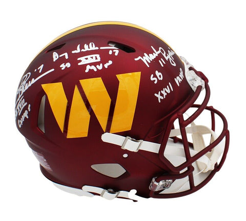 Rypien/Theismann/Williams Signed Commanders Speed Auth 2024 NFL Helmet w/ Inscr