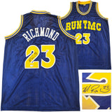 WARRIORS MITCH RICHMOND AUTOGRAPHED SIGNED BLUE JERSEY BECKETT WITNESS 232587