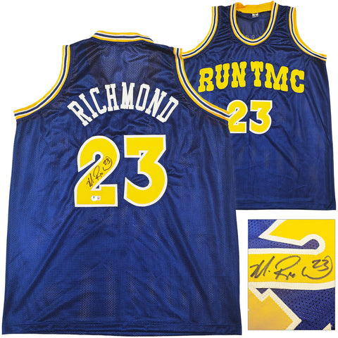 WARRIORS MITCH RICHMOND AUTOGRAPHED SIGNED BLUE JERSEY BECKETT WITNESS 232587