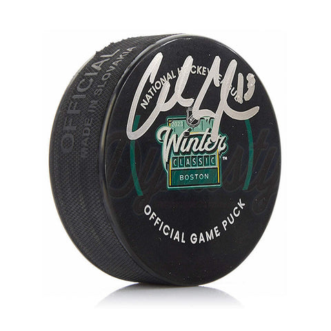 Charlie Coyle Boston Bruins Autographed Winter Classic Game Hockey Puck JSA PSA