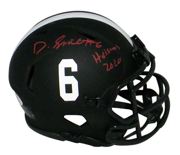 DEVONTA SMITH SIGNED ALABAMA CRIMSON TIDE ECLIPSE MINI HELMET W/ HEISMAN 2020