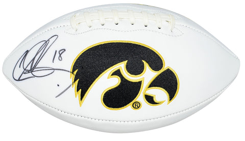 CHAD GREENWAY AUTOGRAPHED SIGNED IOWA HAWKEYES WHITE LOGO FOOTBALL COA