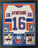 FRAMED PAT LAFONTAINE AUTOGRAPHED INSCRIBED HOF 03 N.Y. ISLANDERS JERSEY JSA COA