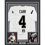 Framed Autographed/Signed Derek Carr 35x39 Las Vegas White Jersey JSA COA