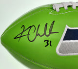 KAM CHANCELLOR AUTOGRAPHED SEATTLE SEAHAWKS GREEN LOGO FOOTBALL MCS HOLO 197190