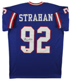 Michael Strahan "HOF 14" Authentic Signed Blue Pro Style Jersey BAS Witnessed