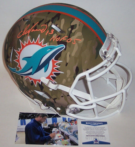 DAN MARINO SIGNED DOLPHINS CAMO SPEED FULL SIZE AUTHENTIC PRO HELMET HOF BAS