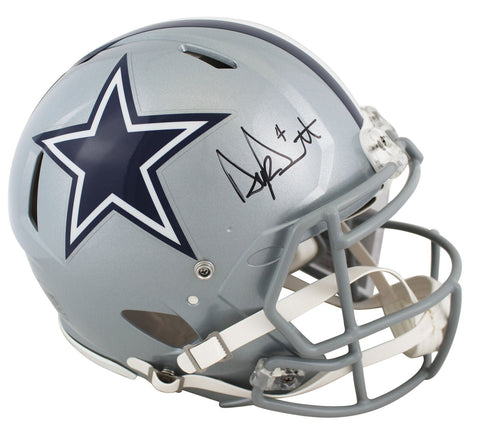 Cowboys Dak Prescott Signed Full Size Silver Proline Speed Helmet JSA Witness