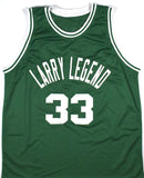 Larry Bird Autographed Green Pro Style Jersey - Beckett W Hologram *Black