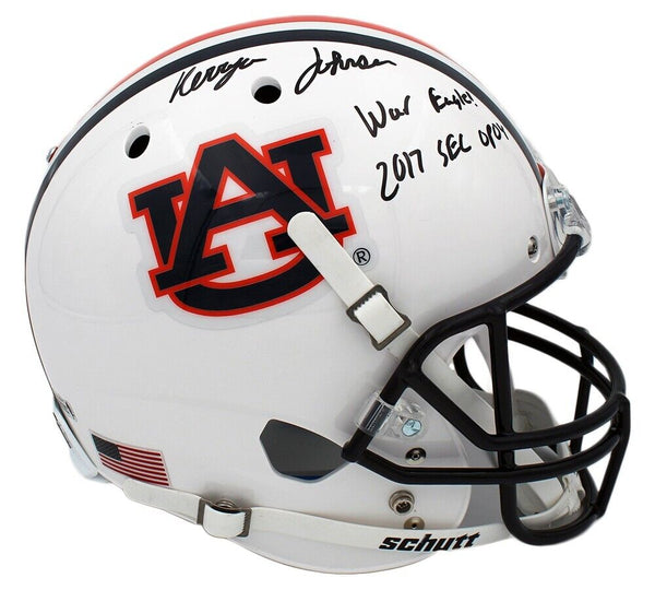 Kerryon Johnson Signed Auburn Tigers Schutt Full Size Helmet w- War Eagle Insc