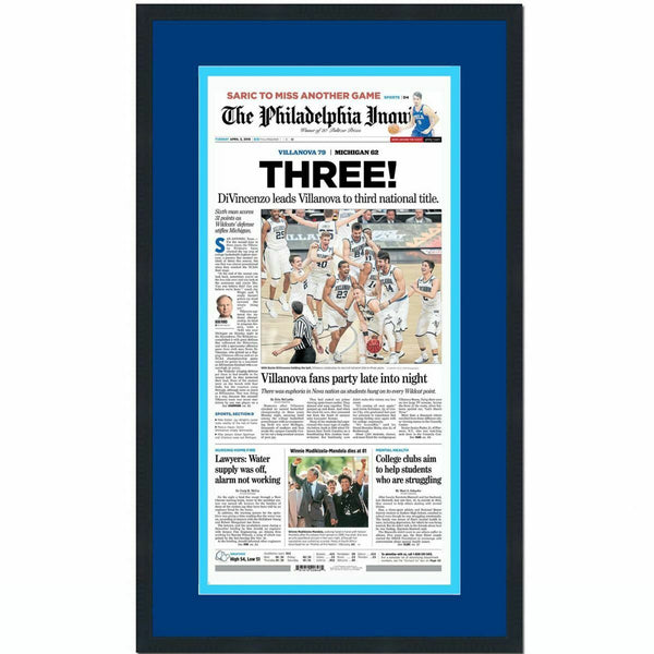 Framed Philadelphia Inquirer Villanova 2018 NCAA Champions Newspaper 17x27 Photo