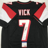 Autographed/Signed MICHAEL MIKE VICK Atlanta Black Football Jersey PSA/DNA COA