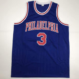 Autographed/Signed Allen Iverson Philadelphia Blue Basketball Jersey JSA COA