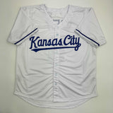 Autographed/Signed George Brett Kansas City White Baseball Jersey JSA COA