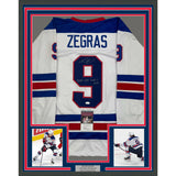 Framed Autographed/Signed Trevor Zegras 35x39 Team USA White Jersey JSA COA