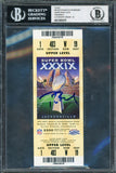 Tom Brady Autographed Super Bowl Ticket Patriots Gem 10 Auto Beckett 12983676