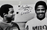 Tony Dorsett Earl Campbell Autographed HOF 16x20 B&W Smiling Photo- Beckett Auth