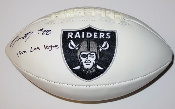 Josh Jacobs Signed Las Vegas Raiders Logo Football W/ Viva Las Vegas Beckett