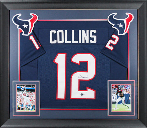 Nico Collins Authentic Signed Navy Blue Pro Style Framed Jersey BAS Witnessed