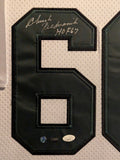 SUEDE FRAMED CHUCK BEDNARIK AUTOGRAPHED PHILADELPHIA EAGLES JERSEY JSA COA