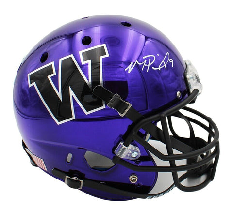 Michael Penix Jr. Signed Washington Huskies Schutt FS Chrome Purple NCAA Helmet