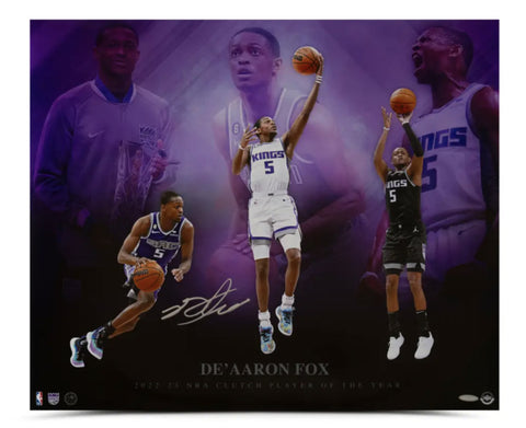 De'Aaron Fox Autographed "Clutch Player of the Year" 20x24 Photo UDA