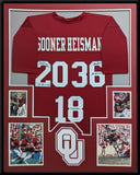 FRAMED OKLAHOMA SOONERS STEVE OWENS AUTOGRAPHED SIGNED JERSEY PSA COA