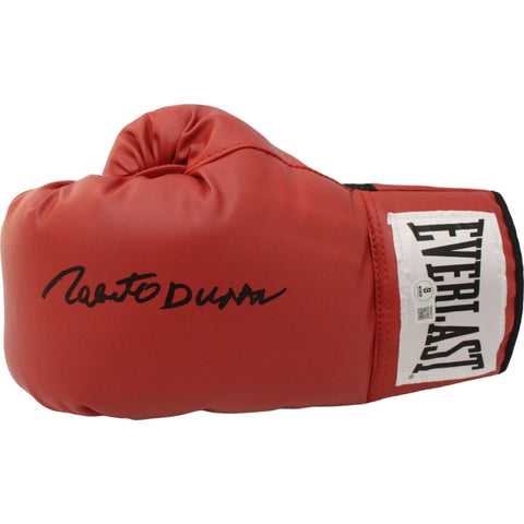 Roberto Duran Autographed/Signed Red Left Boxing Glove Beckett 44774