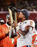 Travis Etienne Signed 16x20 Clemson Tigers Trophy Kiss Photo Tiger King BAS