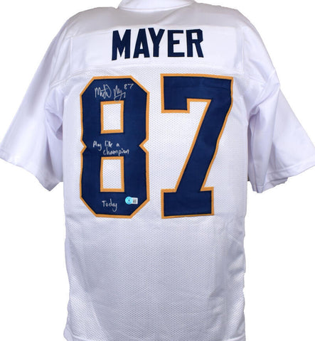 Michael Mayer Signed White College Style Jersey w/Play Like a Champ- BAW Holo