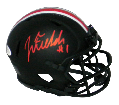 JUSTIN FIELDS AUTOGRAPHED OHIO STATE BUCKEYES ECLIPSE SPEED MINI HELMET BECKETT