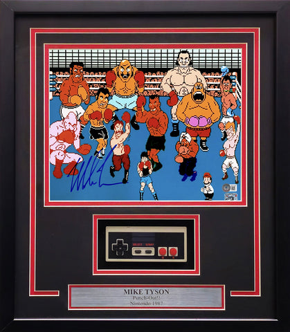 MIKE TYSON AUTOGRAPHED FRAMED 11X14 PUNCH-OUT PHOTO W/ CONTROLLER BECKETT 230190