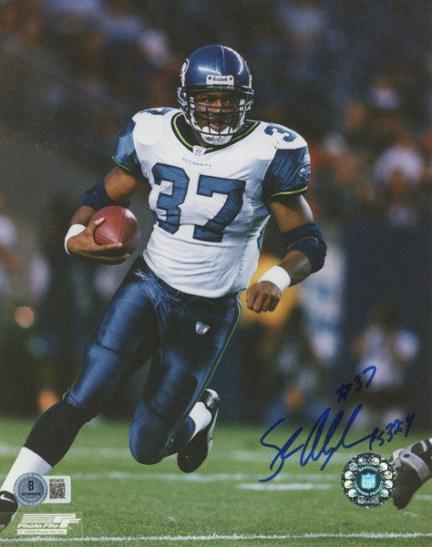 Seahawks Shaun Alexander PS 32:4, #37 Authentic Signed 8x10 Photo BAS #BR54839