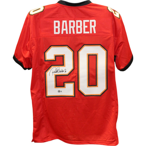 Ronde Barber Autographed/Signed XL Red Pro Style Jersey Beckett Witness 49208