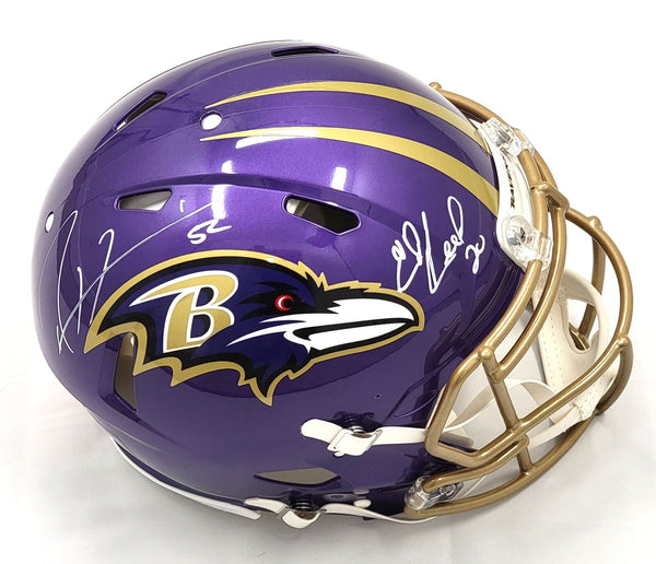 Ed Reed & Ray Lewis Signed Baltimore Ravens Speed Flash Authentic Helmet BAS