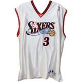 Allen Iverson Signed Philadelphia 76ers White Champion Jersey Beckett 44399