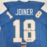 Autographed/Signed CHARLIE JOINER HOF 96 San Diego Powder Blue Jersey JSA COA