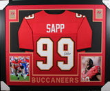 WARREN SAPP (Buccaneers red SKYLINE) Signed Autographed Framed Jersey JSA