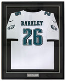 Saquon Barkley Signed Framed Philadelphia White Replica Jersey BAS ITP