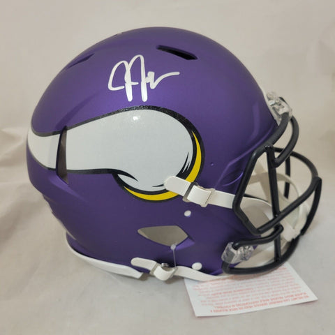 JUSTIN JEFFERSON SIGNED MINNESOTA VIKINGS F/S SPEED AUTHENTIC HELMET BECKETT QR