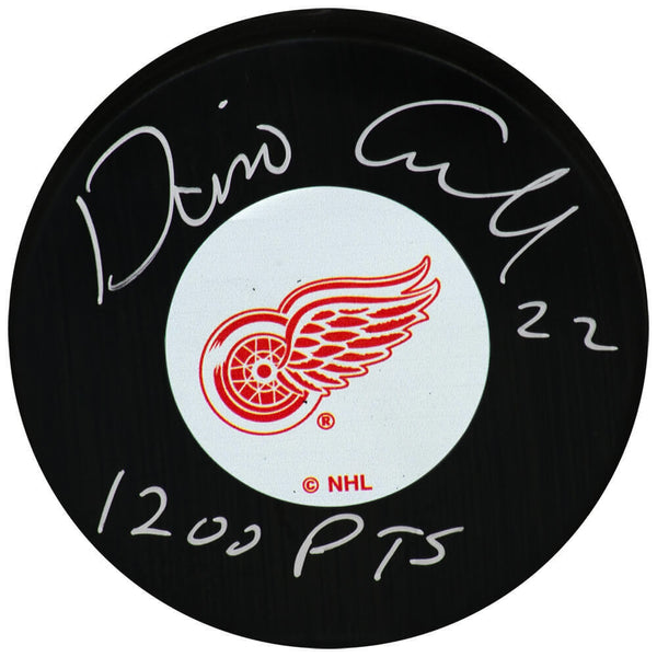 Dino Ciccarelli Signed Red Wings Logo Hockey Puck w/1200 Pts - (SCHWARTZ COA)