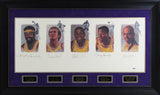 Lakers Legends (5) Chamberlain, Jabbar, Johnson Signed & Framed 22x39 Litho BAS