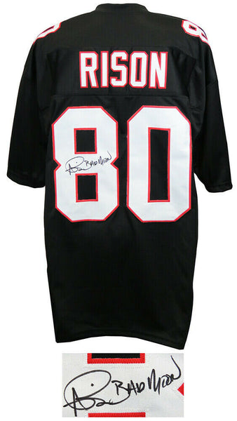 Andre Rison (FALCONS) Signed Black T/B Custom Jersey w/Bad Moon (SCHWARTZ COA)