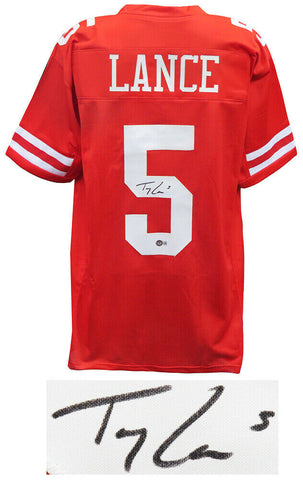 Trey Lance (SF 49ers) Signed Red Custom Football Jersey (Beckett COA)