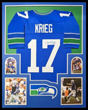 FRAMED SEATTLE SEAHAWKS DAVE KRIEG AUTOGRAPHED SIGNED JERSEY JSA COA